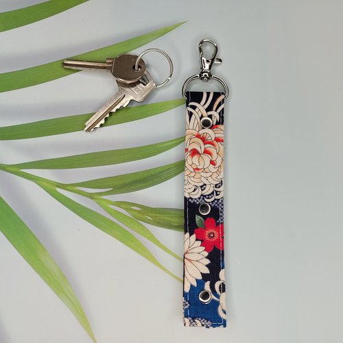 Porte clés tissus tissus japonais chrysanthèmes