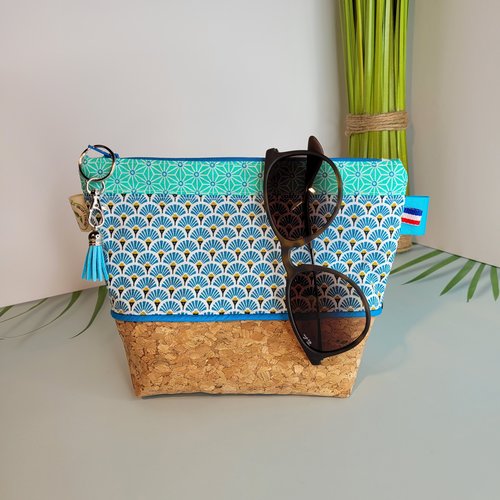 La trousse médium seigaiha turquoise - vendu (variantes dispo sur le site ! )