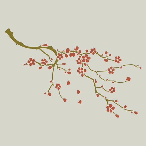 Cerisier. pochoir de cerisier. pochoir en vinyle adhésif (ref 386-2) 