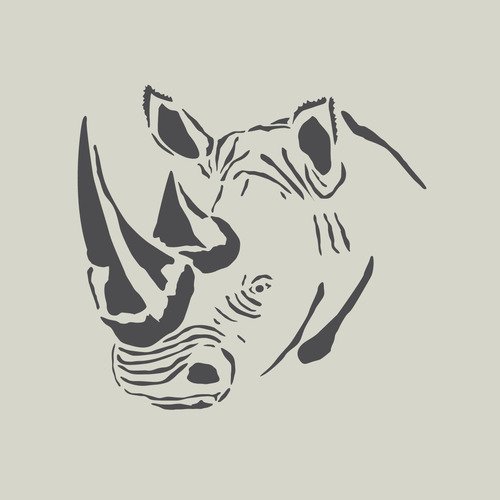 Pochoir tête de rhinocéros en vinyle adhésif (ref 877-1) 