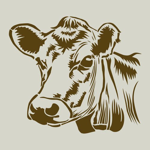 Vache. tête de vache. pochoir en vinyle adhésif (ref 143) 