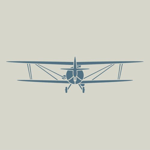 Pochoir avion biplan. dessin d'avion biplan vu arrière (ref 602-1) 