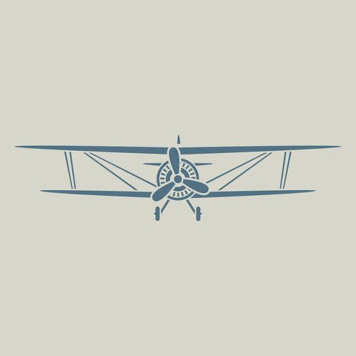 Pochoir avion biplan. dessin d'avion biplan vu de face (ref 601-1) 