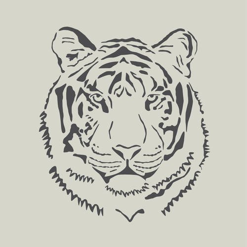Tigre. tête de tigre. pochoir en vinyle adhésif (ref 134-2) 