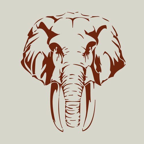 Eléphant. tête d'éléphant. pochoir en vinyle adhésif (ref 150) 