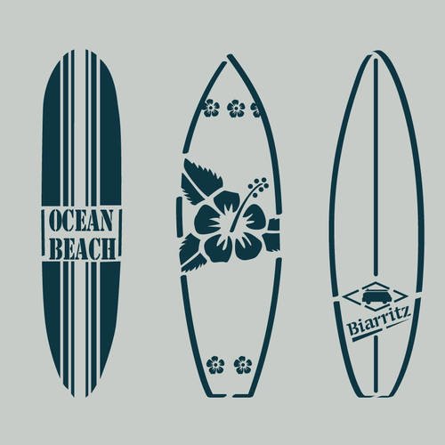 Pochoir en vinyle adhésif. planches de surf. bord de mer (ref 85) 