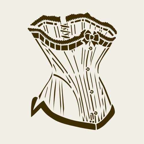 Pochoir en vinyle adhésif. corset style mode ancienne (ref 58) 