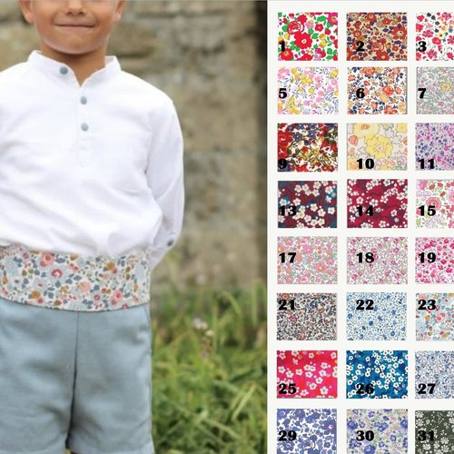 Ceinture enfant garçon d'honneur liberty, obi garçon de page liberty personnalisable.
