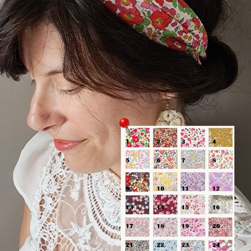 Bandeau tissu liberty noué twist personnalisable, turban bohème coton fleuri au choix enfant adulte, matchy mère fille.