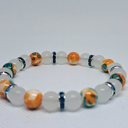 Bracelet perles naturelles élastique multicolore