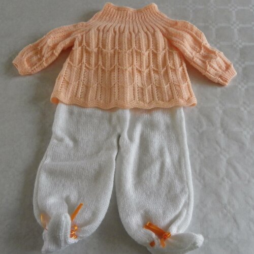 Brassière orange et pantalon blanc taille 3 mois pour bébé fille ou garçon