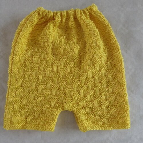 Short en coton jaune pour bébé fille ou garçon taille 3 mois