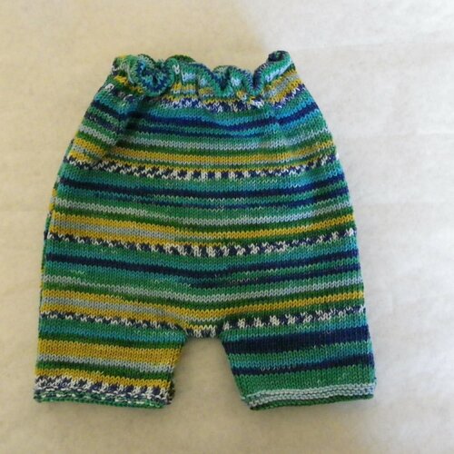 Short en coton multicolore bleue et vert pour bébé garçon taille 3 mois