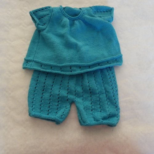 Ensemble " brassière , culotte " turquoise , taille 3 mois , bébé fille