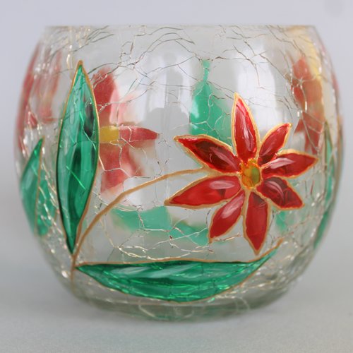 Vase soliflore boule fleurs rouges