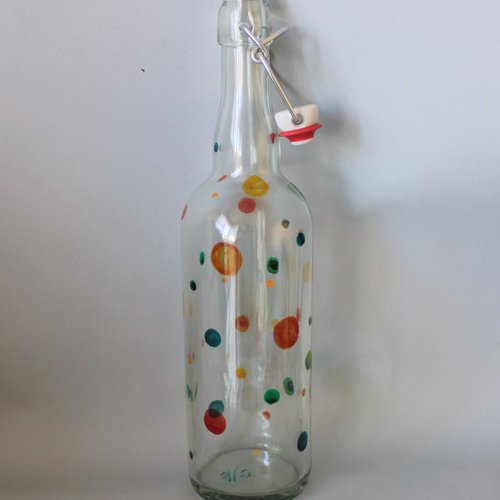 Carafe bouteille en verre déco bulles multicolres