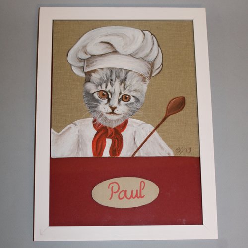 Toile portrait chaton cuisinier