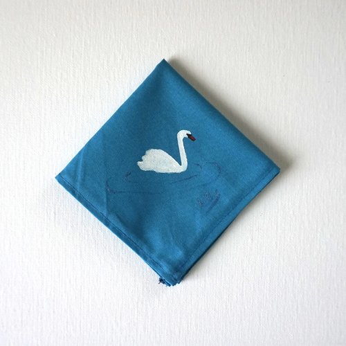 Serviette de cocktail peinte à la main en coton vert émeraude cygne