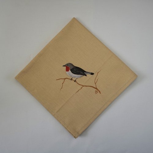 Serviette de table en coton beige gobe mouche