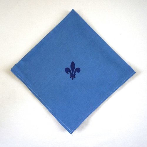 Serviette de table en coton bleu fleur de lys bleue