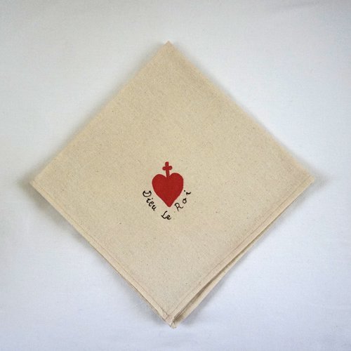 Serviette de table en coton beige coeur vendéen