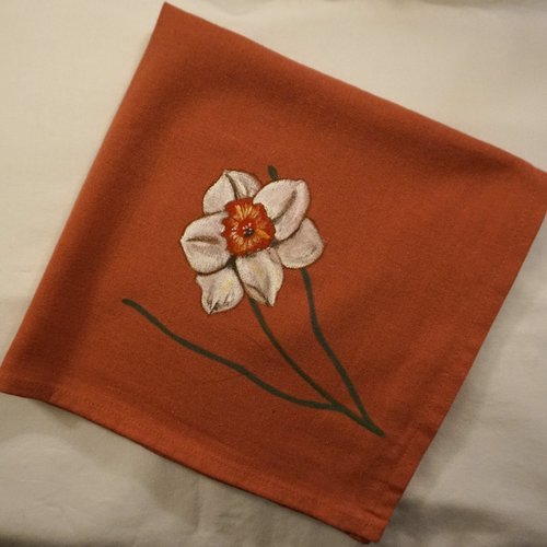 Serviette de table en coton rouge brique narcisse