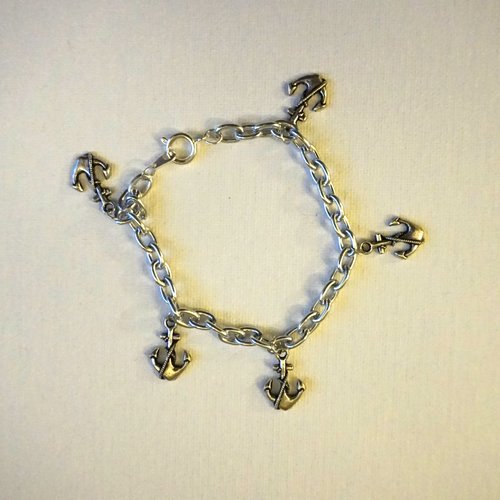 Bracelet chainette en acier inox et ancres