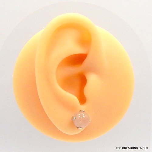 Boucles d'oreilles acier clou pierre de soleil 8 mm