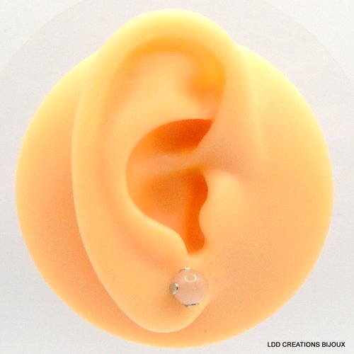 Boucles d'oreilles acier clou pierre de soleil 6 mm