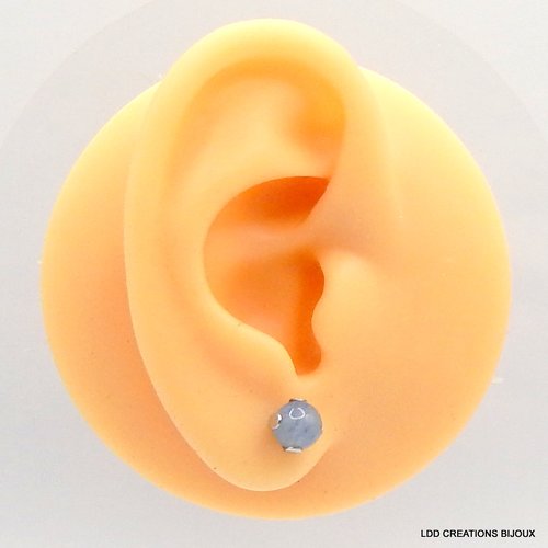 Boucles d'oreilles acier clou aventurine bleue 6 mm