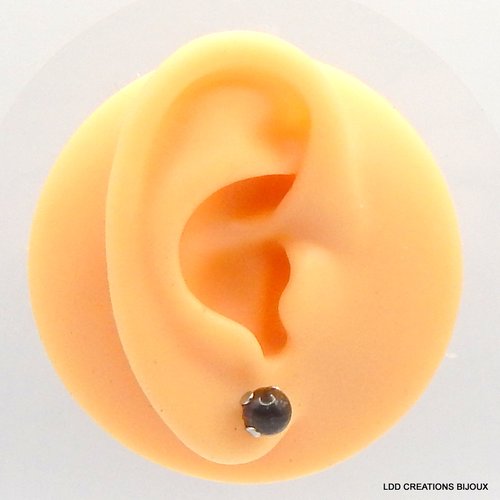 Boucles d'oreilles acier clou bronzite 6 mm