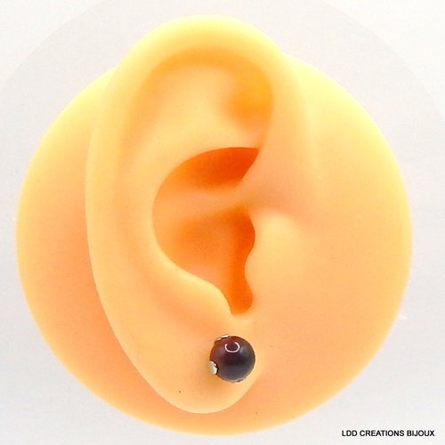 Boucles d'oreilles acier clou grenat 6 mm