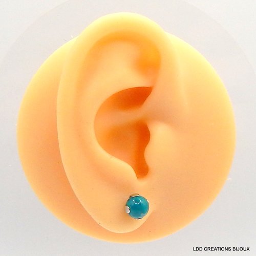 Boucles d'oreilles acier clou chrysocolle 6 mm