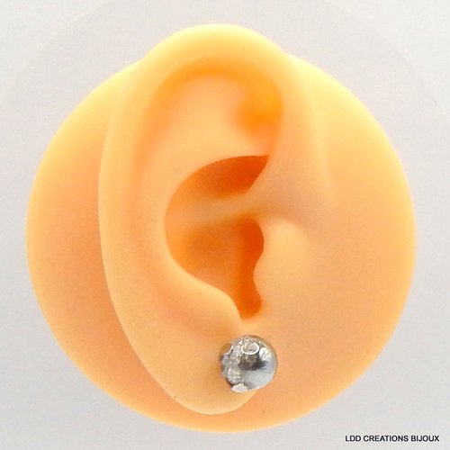 Boucles d'oreilles acier clou quartz craquelé 8 mm