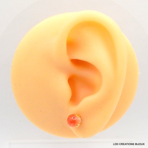 Boucles d'oreilles acier doré clou cornaline 6 mm