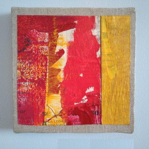 Mini cadre décoratif - peinture abstraite - collage - m092