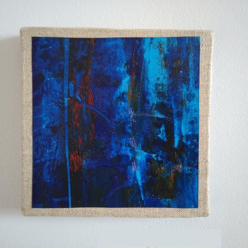Mini cadre décoratif - peinture abstraite - collage - m086