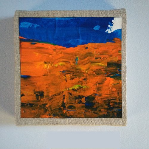 Mini cadre décoratif - peinture abstraite - collage - m078