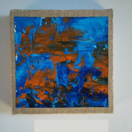 Mini cadre décoratif - peinture abstraite - collage - m079