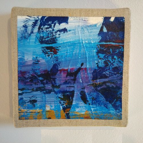Mini cadre décoratif - peinture abstraite - collage - m070