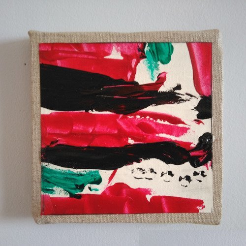 Mini cadre décoratif - peinture abstraite - collage - m103