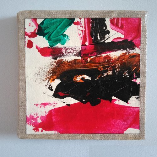 Mini cadre décoratif - peinture abstraite - collage - m104