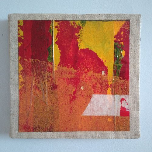 Mini cadre décoratif - peinture abstraite - collage - m125