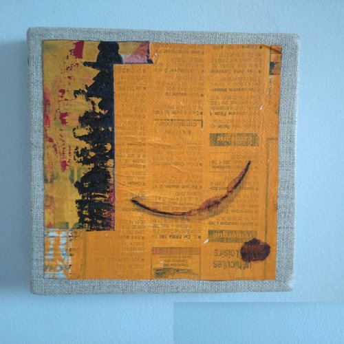 Mini cadre décoratif - peinture abstraite - collage - m126