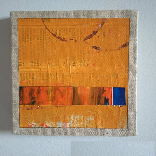 Mini cadre décoratif - peinture abstraite - collage - m128