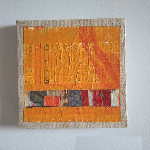 Mini cadre décoratif - peinture abstraite - collage - m129