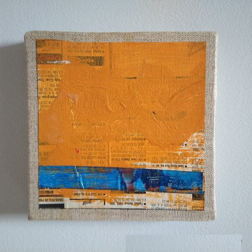 Mini cadre décoratif - peinture abstraite - collage - m130