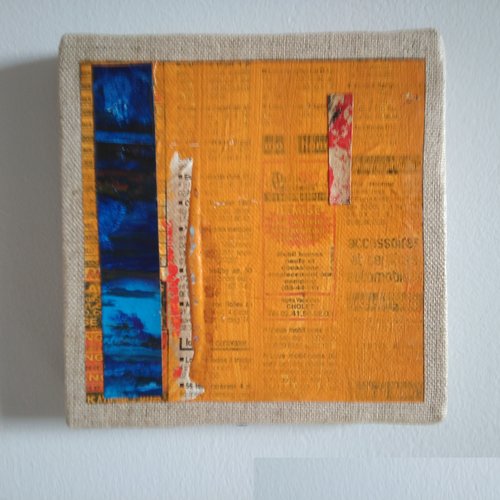 Mini cadre décoratif - peinture abstraite - collage - m132