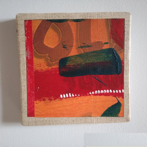 Mini cadre décoratif - peinture abstraite - collage - m135