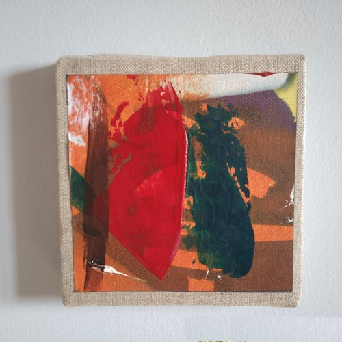 Mini cadre décoratif - peinture abstraite - collage - m136